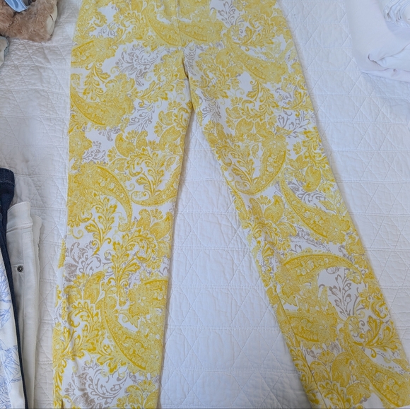 Chico's Yellow and White Paisley Pants - Picture 2 of 4